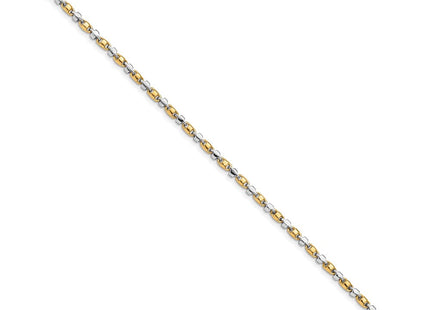 14K Two-tone Hand Polished Fancy Link with Lobster Clasp Bracelet