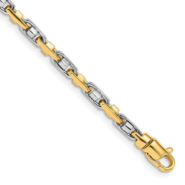 14K Two-tone Hand Polished Fancy Link with Fancy Lobster Clasp Chain, 20 x 5mm