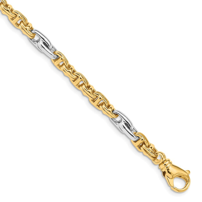 14K Two-tone Hand Polished Fancy Link with Fancy Lobster Clasp Chain, 18 x 5.38mm