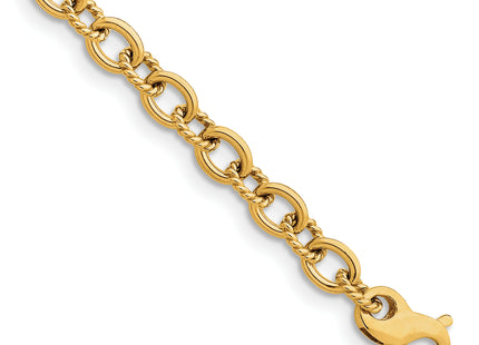 14K 8. Hand Polished and Textured Fancy Link with Fancy Lobster Clasp Necklace