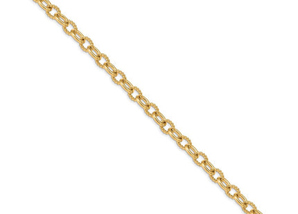 14K 8. Hand Polished and Textured Fancy Link with Fancy Lobster Clasp Necklace
