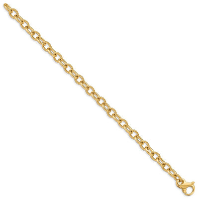 14K Hand Polished and Textured Fancy Link with Fancy Lobster Clasp Necklace