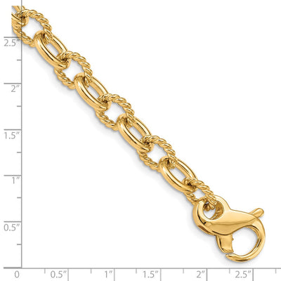 14K Hand Polished and Textured Fancy Link with Fancy Lobster Clasp Necklace