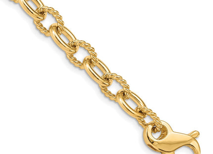 14K 8. Hand Polished and Textured Fancy Link with Fancy Lobster Clasp Necklace