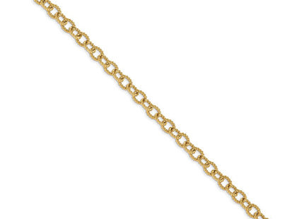 14K 8. Hand Polished Fancy Rope Link with Fancy Lobster Clasp Necklace