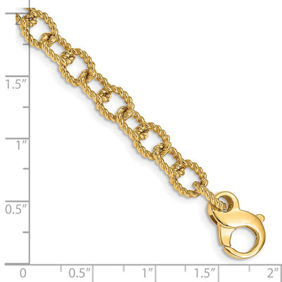 14K Hand Polished Fancy Rope Link with Fancy Lobster Clasp Necklace