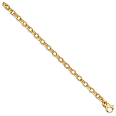 14K Hand Polished with Ridged Edge Fancy Link Fancy Lobster Clasp Necklace