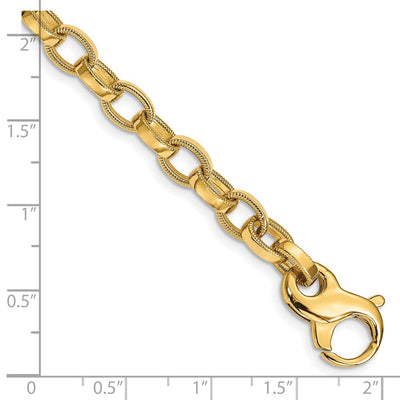 14K Hand Polished with Ridged Edge Fancy Link Fancy Lobster Clasp Necklace