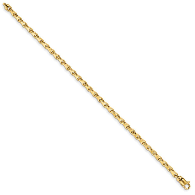 14K Hand Polished Fancy Link with Lobster Clasp Bracelet, 1 x 3.3mm