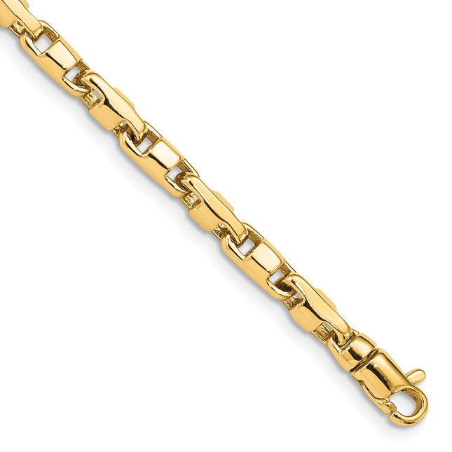 14K Hand Polished Fancy Link with Lobster Clasp Bracelet, 1 x 4mm