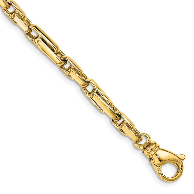 14K Hand Polished Fancy Link with Fancy Lobster Clasp Chain (per inch), 1 x 5mm
