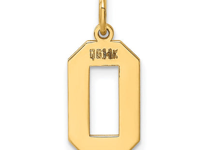 14K gold number 0 charm, another view