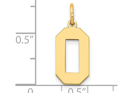 14K gold number 0 charm, further view