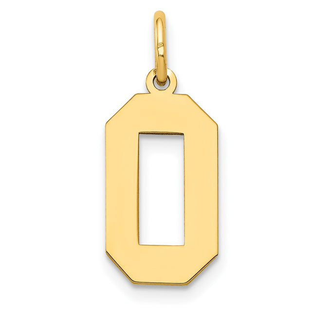 14k Medium Polished Number 0 Charm, 16.13 x 8.23mm