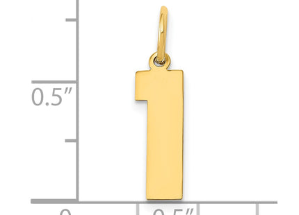 14K gold number 1 charm, further view