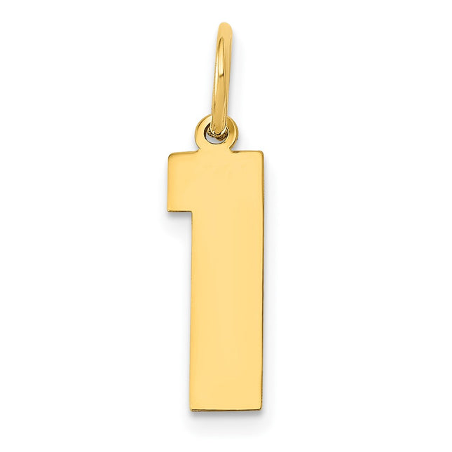 14k Medium Polished Number 1 Charm, 16.13 x 5.04mm