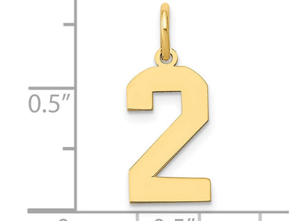 14K gold number 2 charm, further view