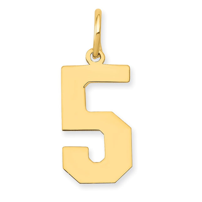 14k Medium Polished Number 5 Charm, 16.13 x 8.15mm