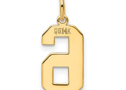14K gold number 6 charm, another view
