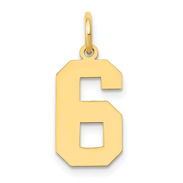 14k Medium Polished Number 6 Charm, 16.13 x 8.19mm