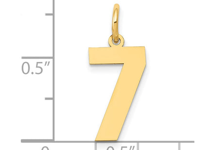 14K gold number 7 charm, further view