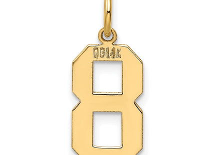 14K gold number 8 charm, another view