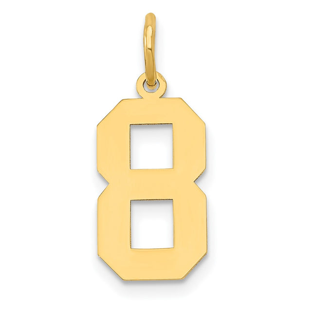 14k Medium Polished Number 8 Charm, 16.13 x 8.15mm