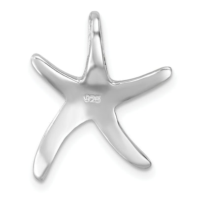 Sterling Silver Rhodium-plated Starfish Slide Pendant