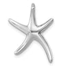Sterling Silver Rhodium-plated Polished Sea Star Chain Slide