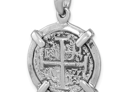 Sterling Silver Rhodium-plated Polished and Antiqued Medieval Coin Pendant (Style LP-411)