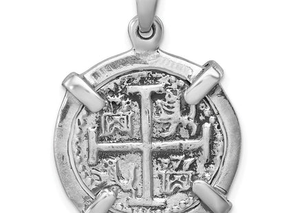 Sterling Silver Rhodium-plated Polished and Antiqued Medieval Coin Pendant (Style LP-411)