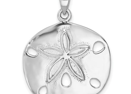 Sterling Silver Rhodium-plated Polished Sand Dollar Pendant (Style LP-443)