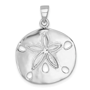 Sterling Silver Rhodium-plated Polished Sand Dollar Pendant (Style LP-443)