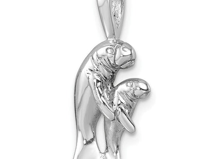Sterling Silver Rhodium-plated Polished Manatee And Baby Pendant (Style LP-9622)
