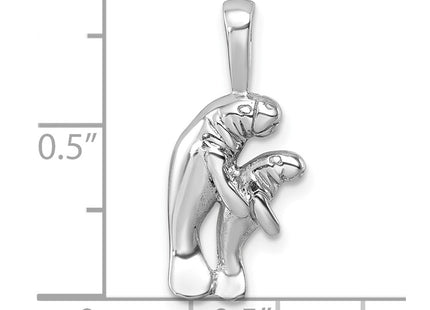 Sterling Silver Rhodium-plated Polished Manatee And Baby Pendant (Style LP-9622)