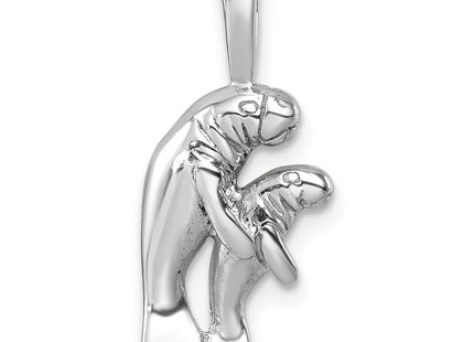 Sterling Silver Rhodium-plated Polished Manatee And Baby Pendant (Style LP-9622)