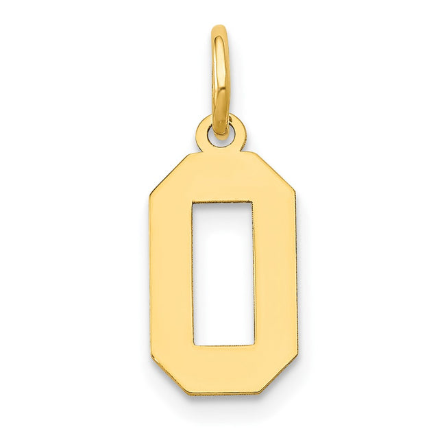14k Small Polished Number 0 Charm, 14.34 x 7.11mm