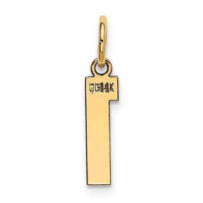 14K Small Polished Number 1 Charm, 14.32 x 3.81mm