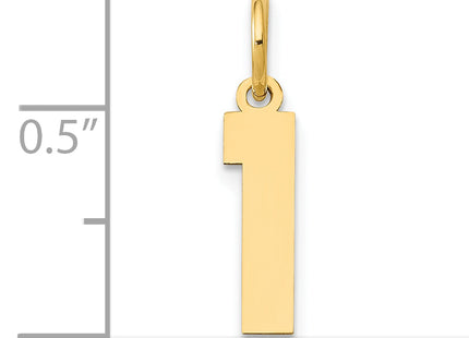 14k Small Polished Number 1 Charm, 14.32 x 3.81mm