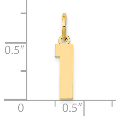 14K Small Polished Number 1 Charm, 14.32 x 3.81mm
