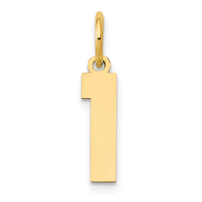 14K Small Polished Number 1 Charm, 14.32 x 3.81mm