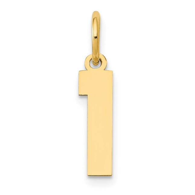 14k Small Polished Number 1 Charm, 14.32 x 3.81mm