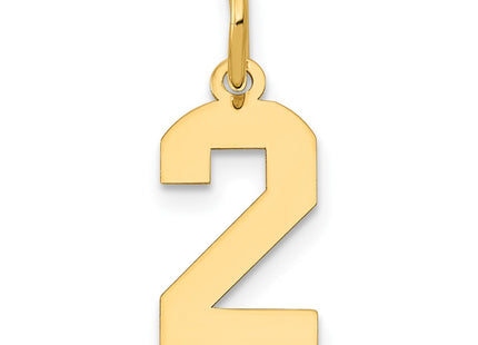 14K gold number 2 charm