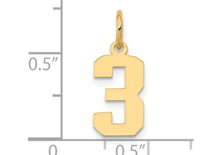 14K gold number 7 charm, further view