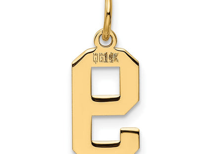14K gold number 9 charm, another view
