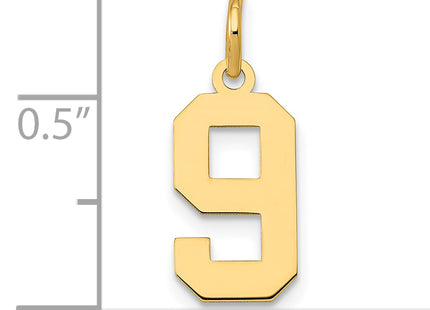 14k Small Polished Number 9 Charm, 14.31 x 7.11mm