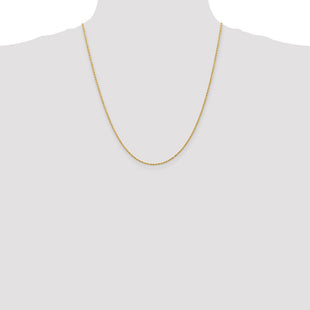 14K Diamond-cut Solid Machine Made Rope with Lobster Clasp Chain (Style M012L-22)