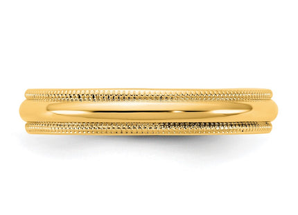 14K Yellow Gold Milgrain Half Round Band