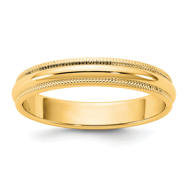 14k Yellow Gold Milgrain Half Round Band