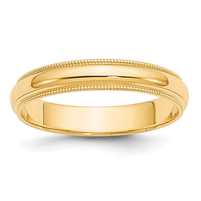 14K Yellow Gold Milgrain Half Round Band